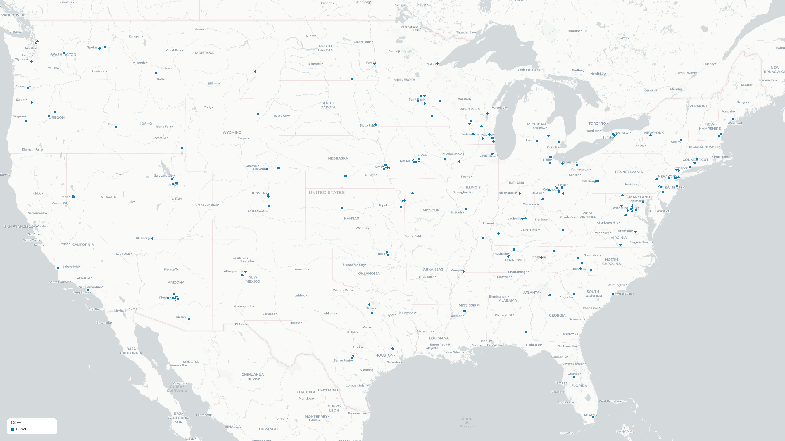 Map of SES cluster 1 data center sites