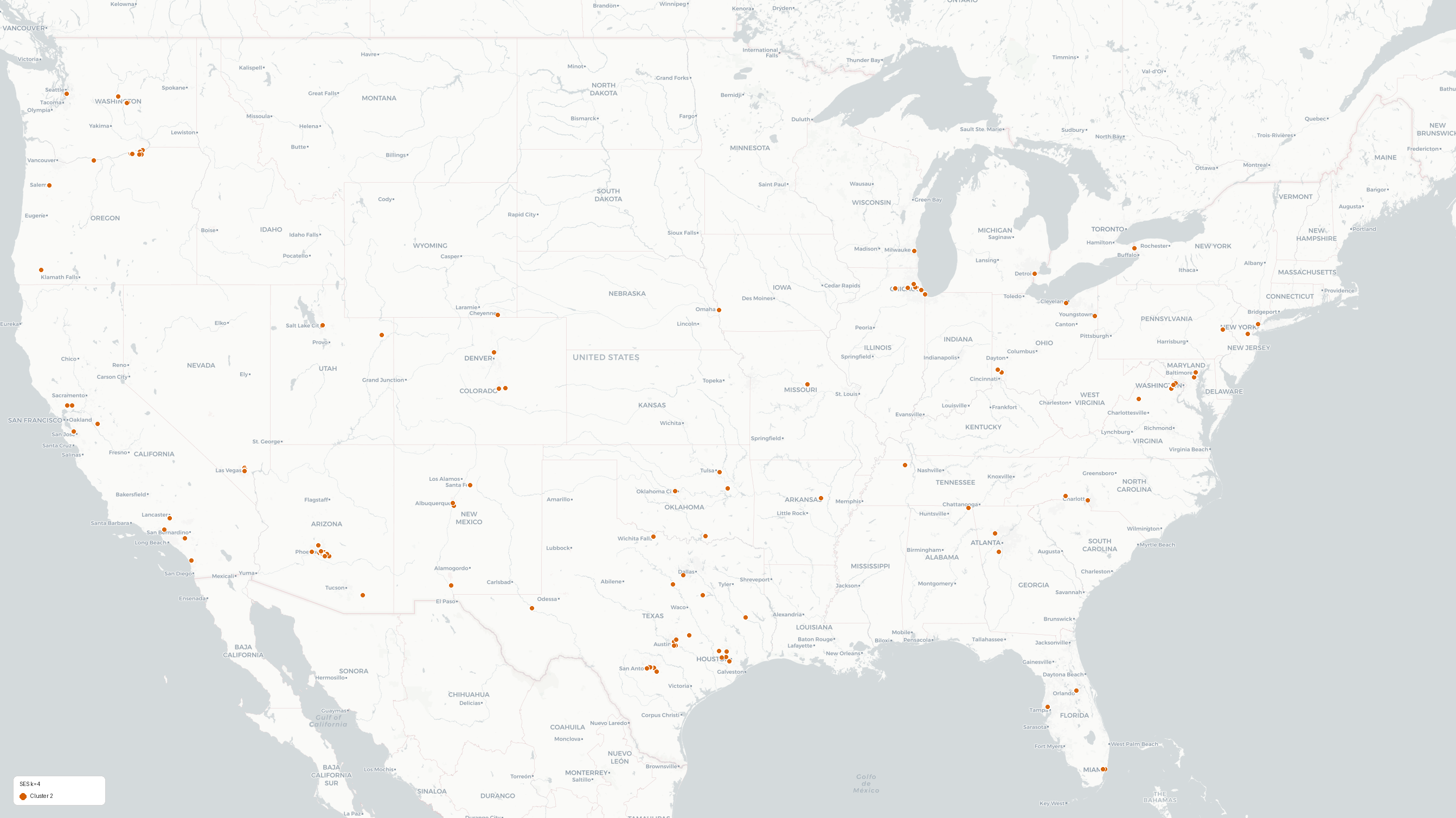 Map of SES cluster 2 data center sites
