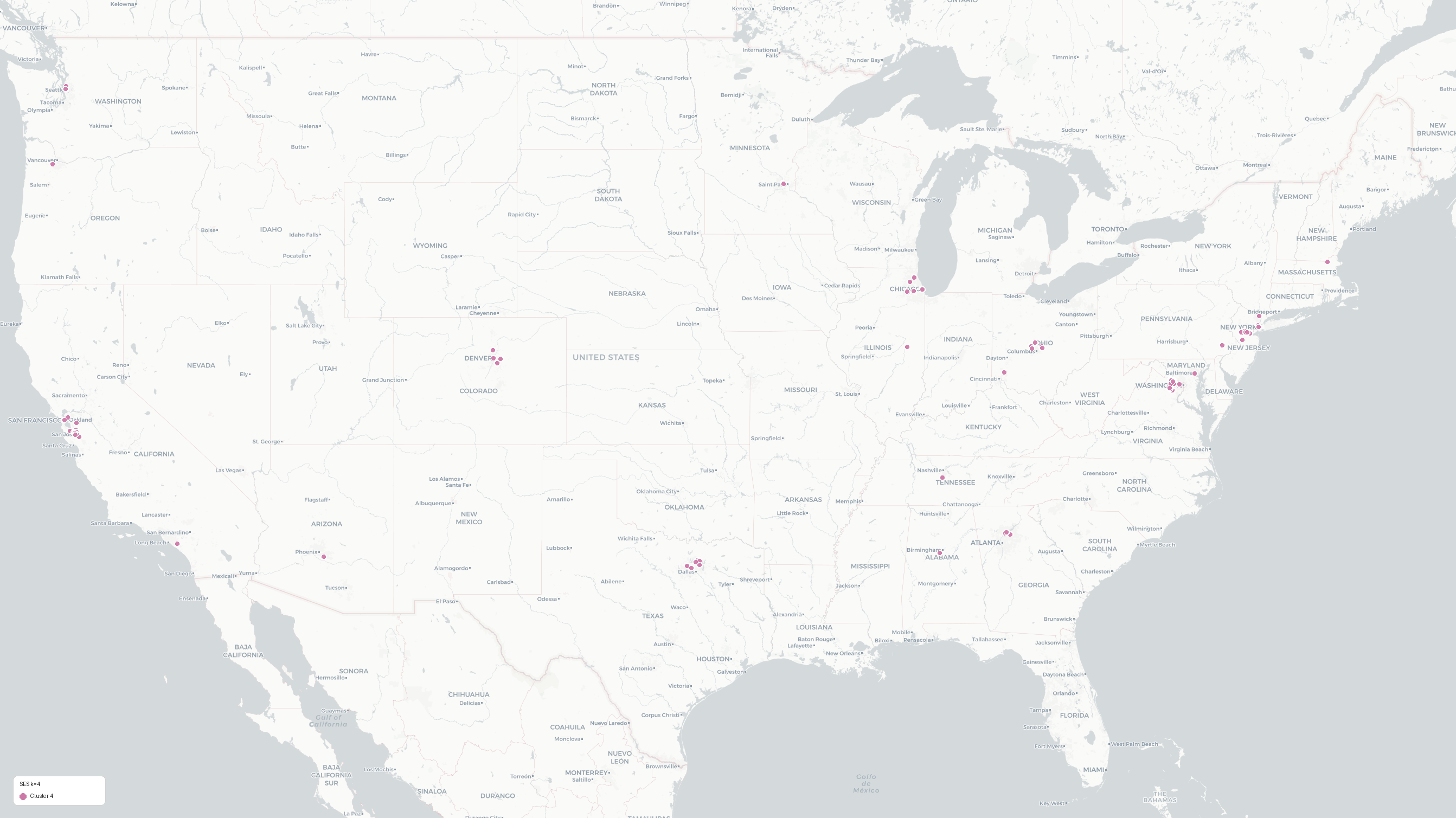 Map of SES cluster 4 data center sites